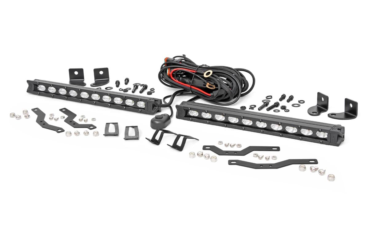 LED Light Kit | Grille Mount | 10" Black Slimline Pair | Ford F-150 (18-20) by Rough Country
