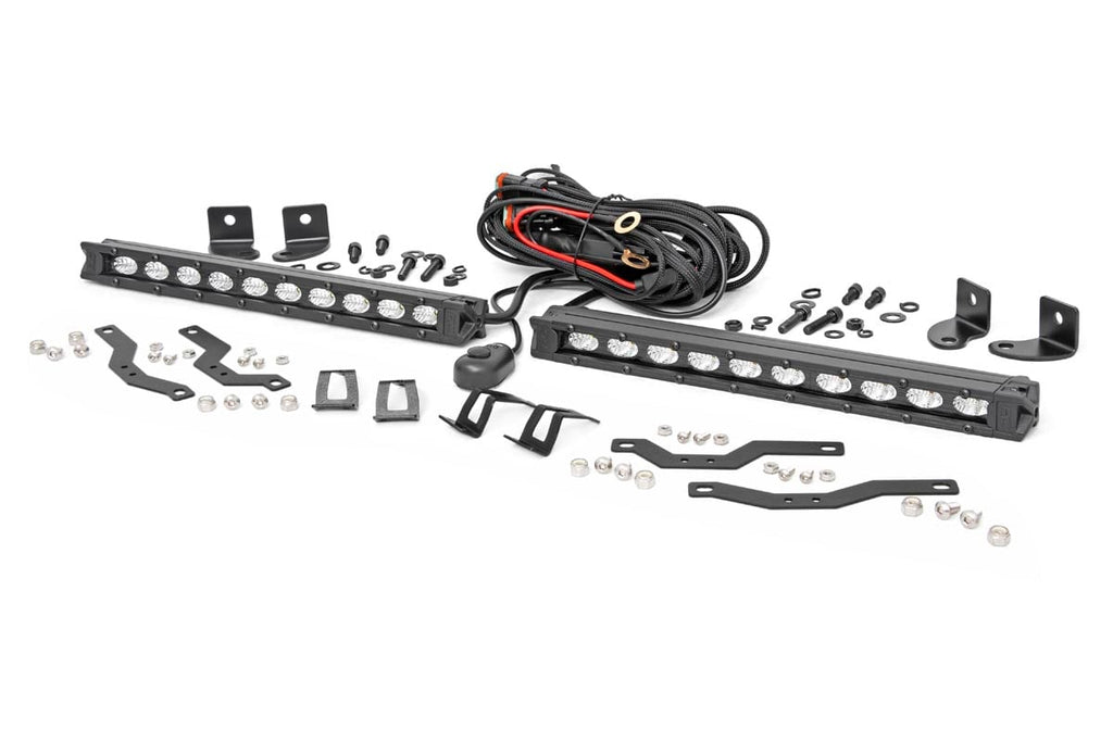 LED Light Kit | Grille Mount | 10" Black Slimline Pair | Ford F-150 (18-20) by Rough Country