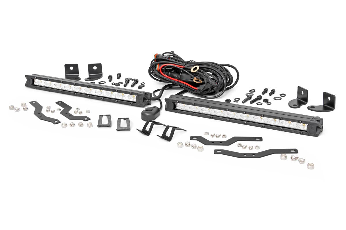 LED Light Kit | Grille Mount | 10" Chrome Slimline Pair | Ford F-150 (18-20) by Rough Country
