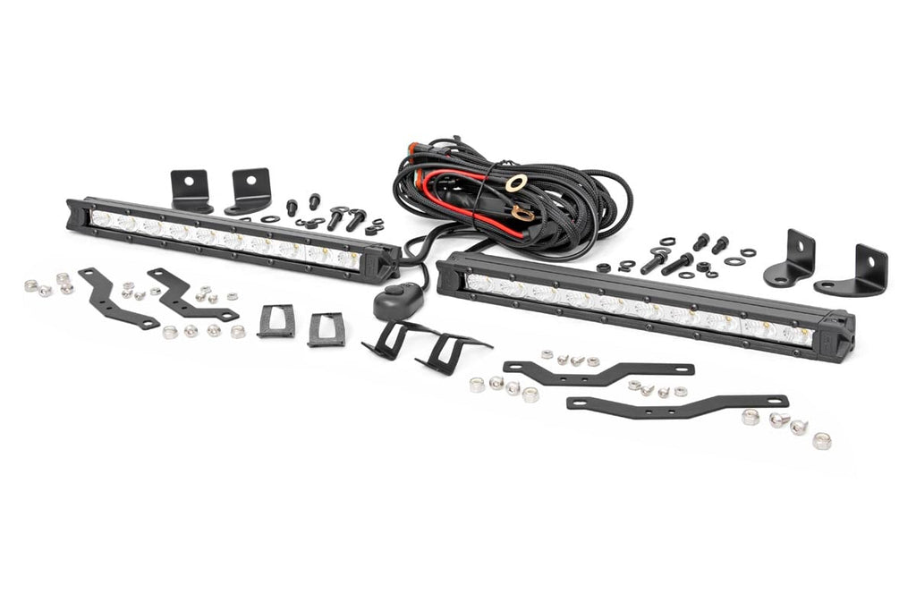 LED Light Kit | Grille Mount | 10" Chrome Slimline Pair | Ford F-150 (18-20) by Rough Country
