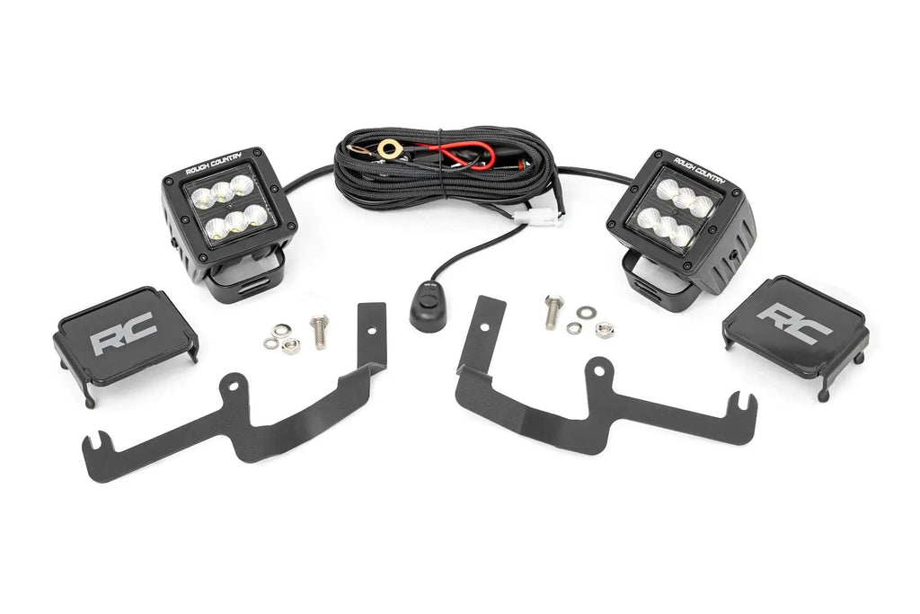 LED Light Kit | Ditch Mount | 2" Black Pair | Flood | Chevy Silverado 1500 (19-26) by Rough Country