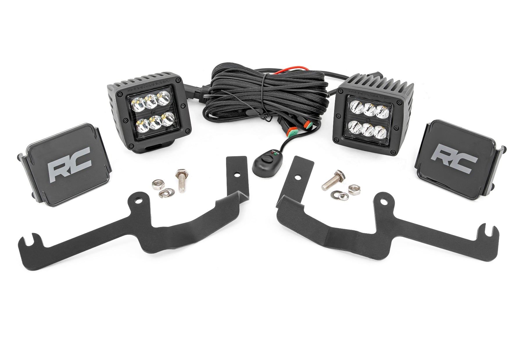 LED Light Kit | Ditch Mount | 2" Black Pair | Spot | Chevy Silverado 1500 (19-26) by Rough Country