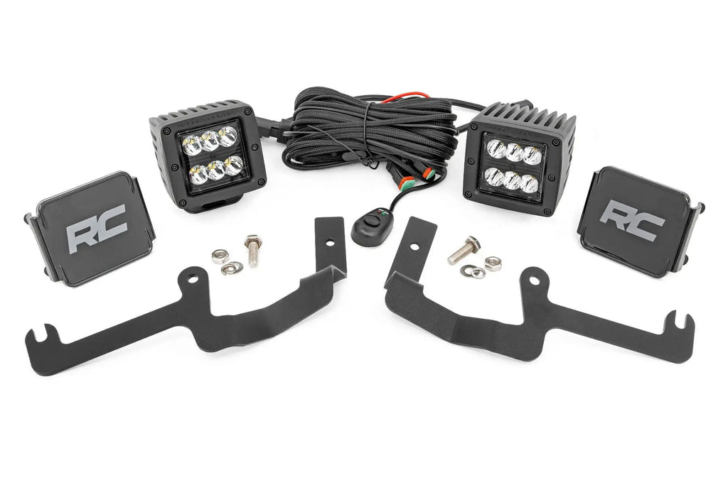 LED Light Kit | Ditch Mount | 2" Black Pair | Spot | Chevy Silverado 1500 (19-26) by Rough Country