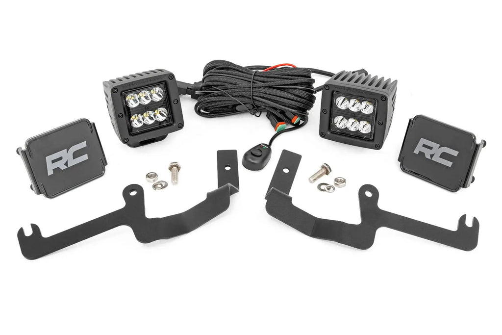 LED Light Kit | Ditch Mount | 2" Black Pair | Spot | Chevy Silverado 1500 (19-26) by Rough Country