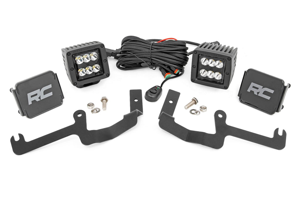 LED Light Kit | Ditch Mount | 2" Black Pair | Spot | Chevy Silverado 1500 (19-26) by Rough Country