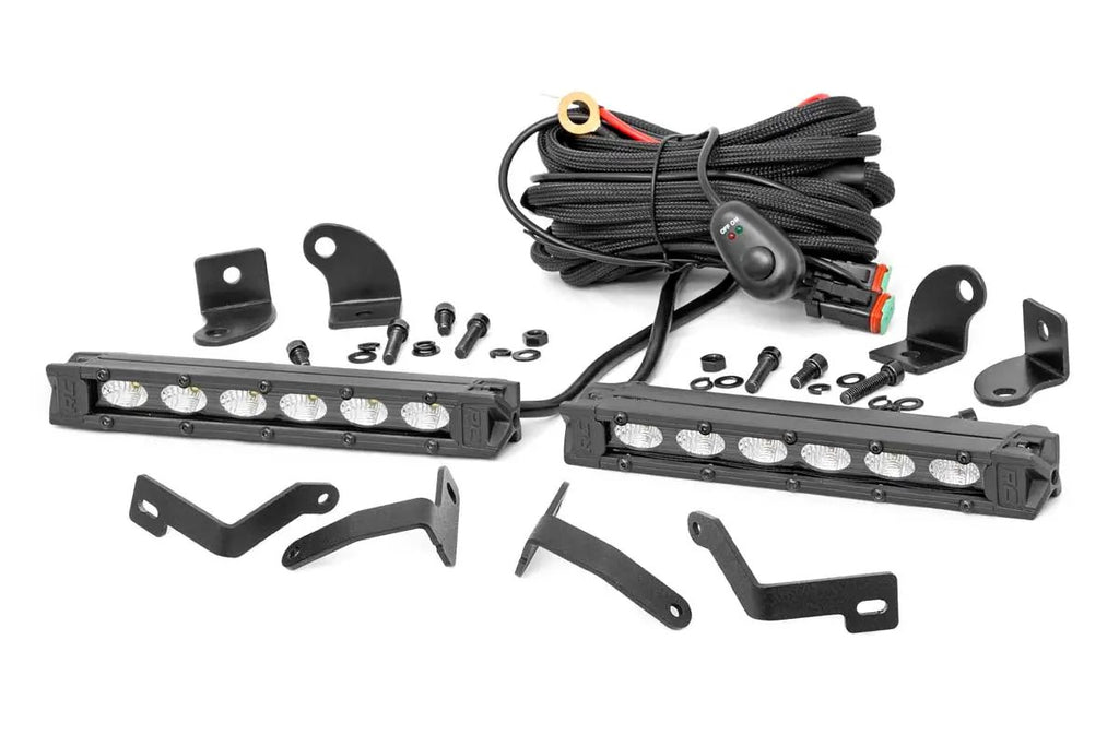 LED Light Kit | Bumper Mount | 6" Black Slimline Pair | Ford Ranger (19-23) by Rough Country