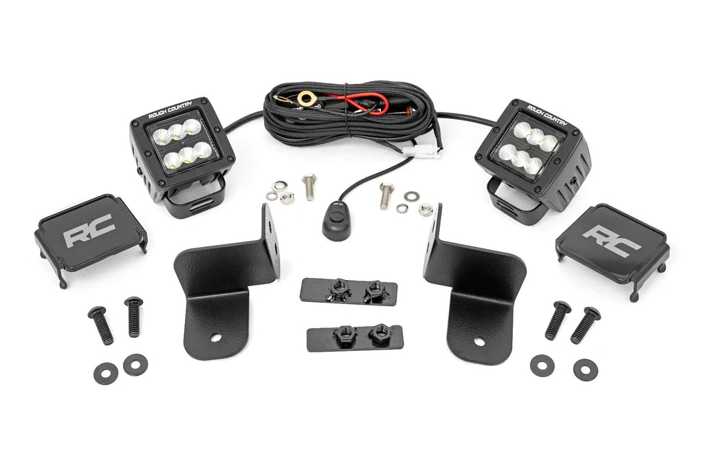 LED Light Kit | Rear Mount | 2" Black Pair | Flood | Polaris Ranger XP 1000 by Rough Country