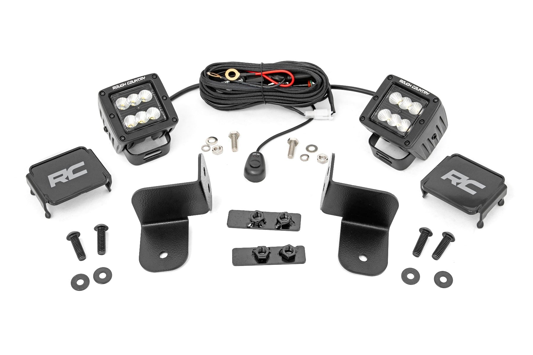 LED Light Kit | Rear Mount | 2" Black Pair | Flood | Polaris Ranger XP 1000 by Rough Country