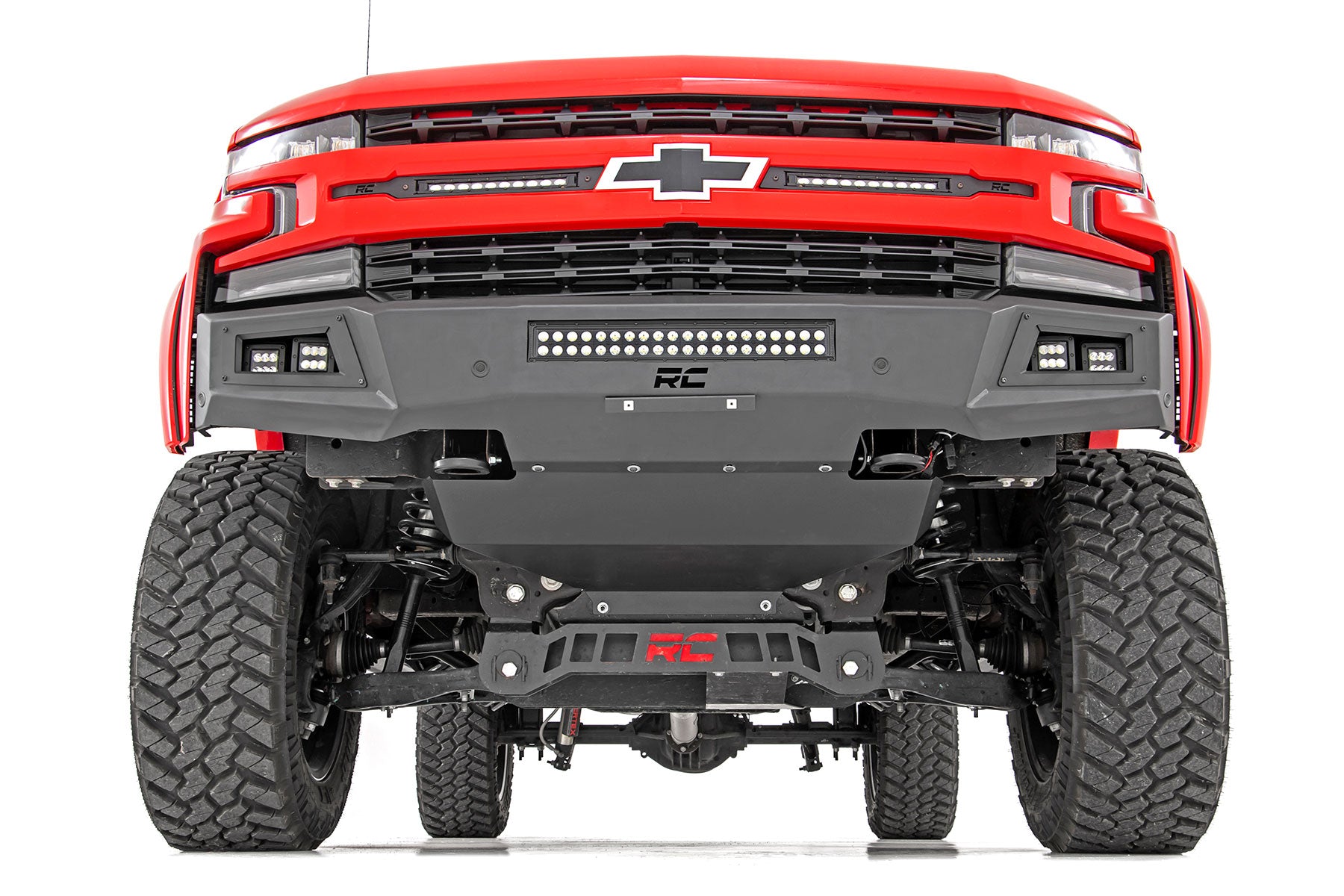 High Clearance Front Bumper | LED Lights & Skid Plate | Chevy Silverado 1500 (19-22) by Rough Country