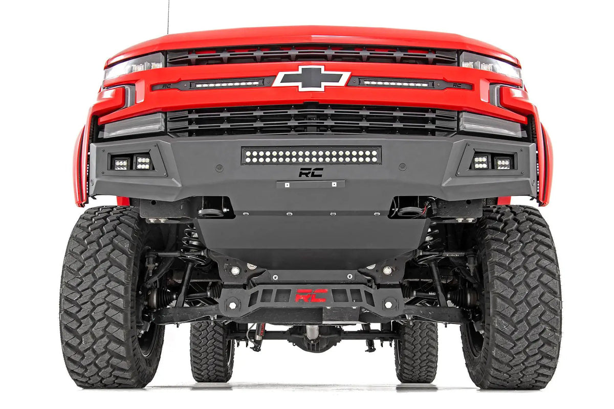 High Clearance Front Bumper | LED Lights & Skid Plate | Chevy Silverado 1500 (19-22) by Rough Country