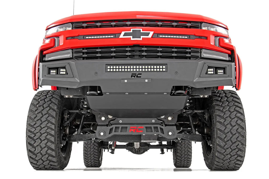 High Clearance Front Bumper | LED Lights & Skid Plate | Chevy Silverado 1500 (19-22) by Rough Country