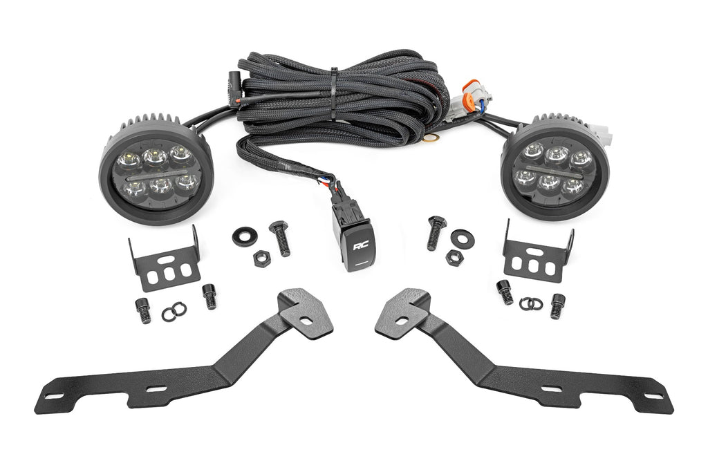 LED Light Kit | Ditch Mount | Black Series Round | 3.5 Inch | Amber DRL | Ram 1500 (19-26) by Rough Country