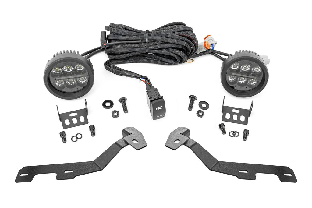 LED Light Kit | Ditch Mount | Black Series Round | 3.5 Inch | Amber DRL | Ram 1500 (19-26) by Rough Country