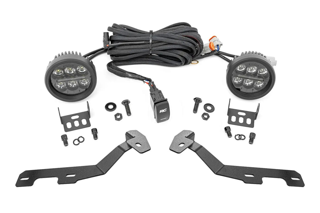 LED Light Kit | Ditch Mount | Black Series Round | 3.5 Inch | Amber DRL | Ram 1500 (19-26) by Rough Country