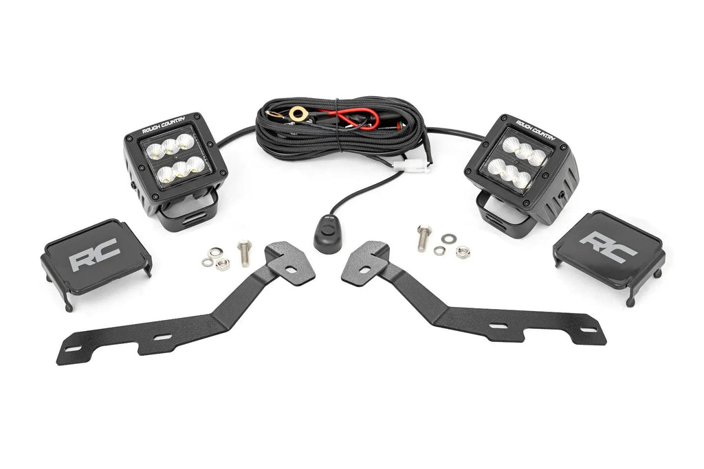 LED Light Kit | Ditch Mount | 2" Black Pair | Flood | Ram 1500 2WD/4WD (19-26) by Rough Country