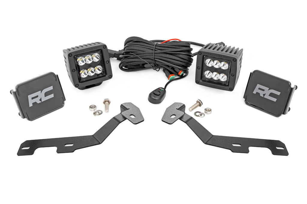 LED Light Kit | Ditch Mount | 2" Black Pair | Spot | Ram 1500 2WD/4WD (19-26) by Rough Country