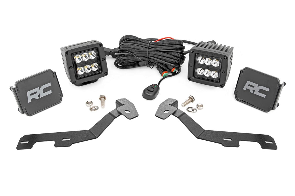 LED Light Kit | Ditch Mount | 2" Black Pair | Spot | Ram 1500 2WD/4WD (19-26) by Rough Country