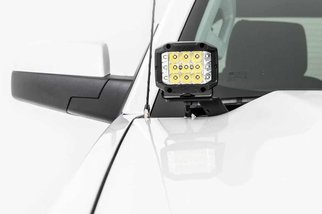 LED Ditch Light Kit | 2in Black Pair | Amber DRL | Chevy/GMC 1500 (14-18 & Classic) by Rough Country