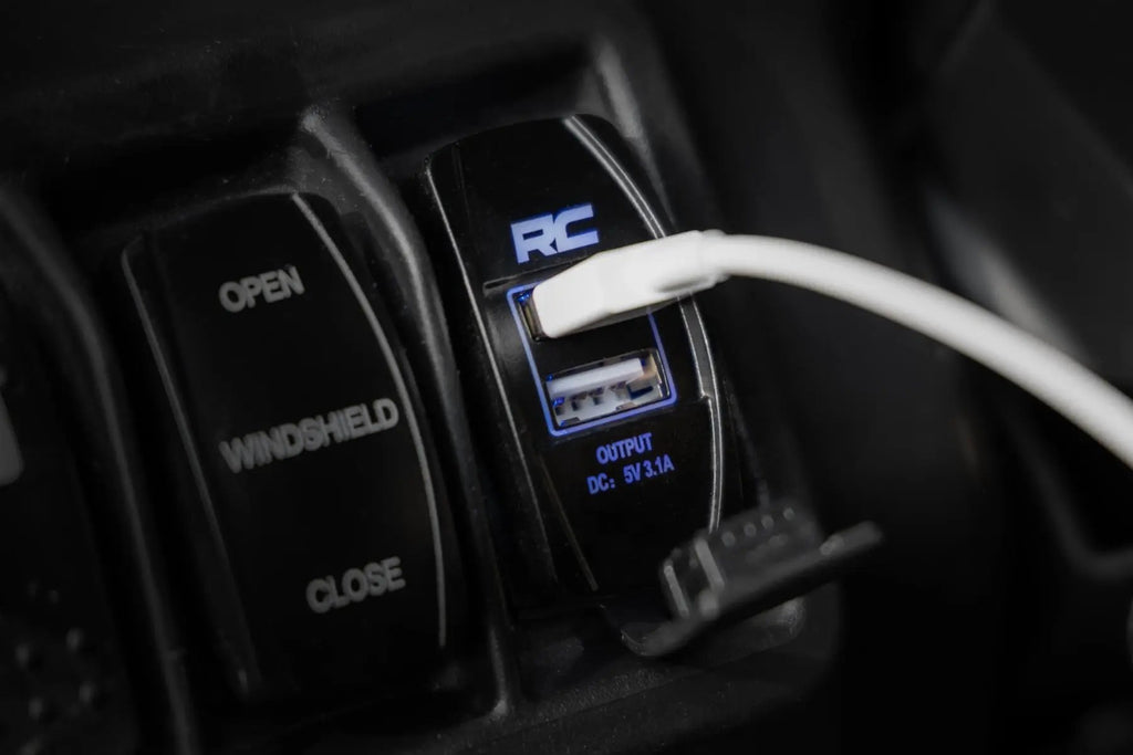 USB Switch Insert | 2x1 with Logo | Blue Back Light by Rough Country