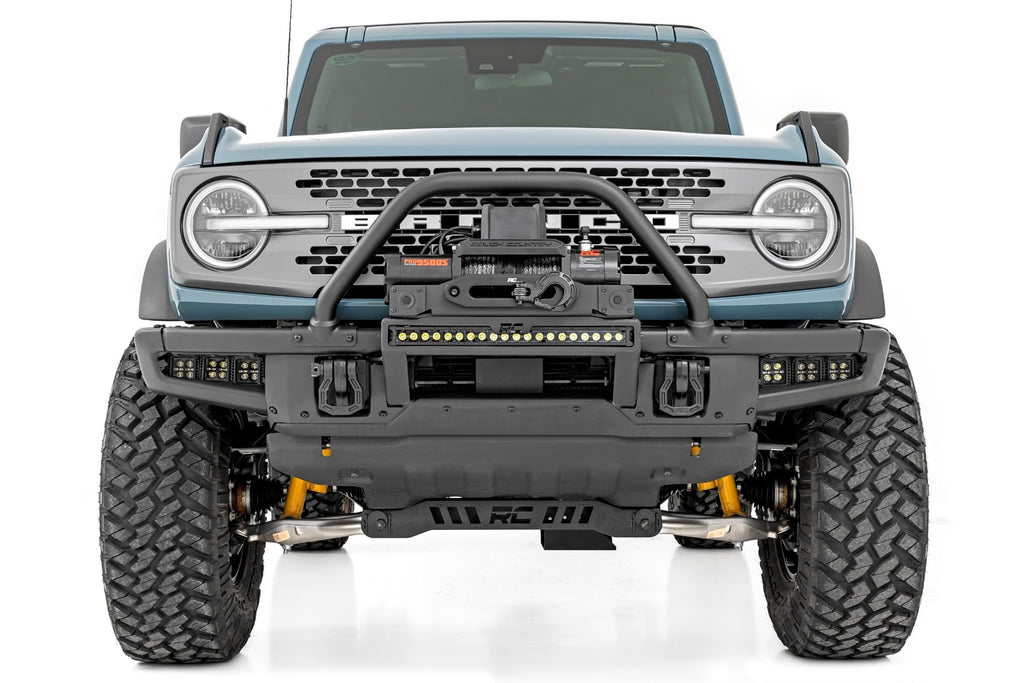 High Winch Mount | All Models | 12000S | 20 Inch Black Single Row LED | Ford Bronco (21-26) by Rough Country
