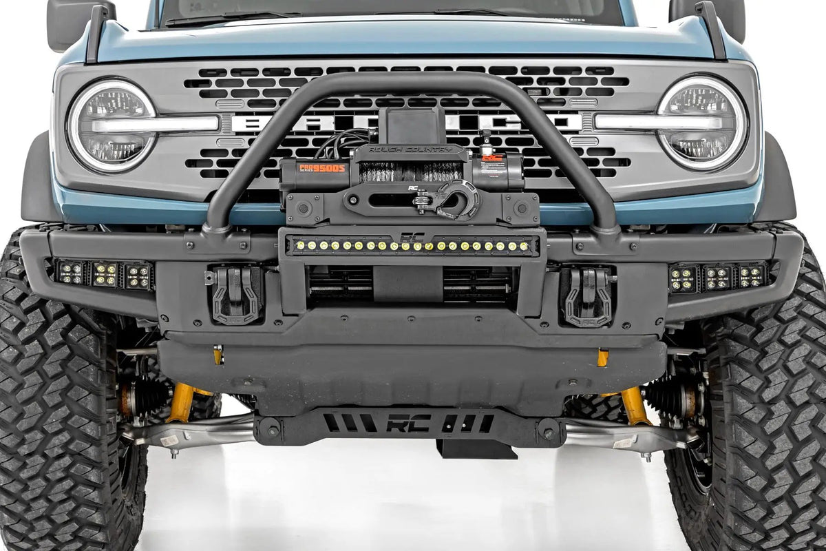 High Winch Mount | All Models | 20 Inch Black Single Row LED | Ford Bronco (21-26) by Rough Country