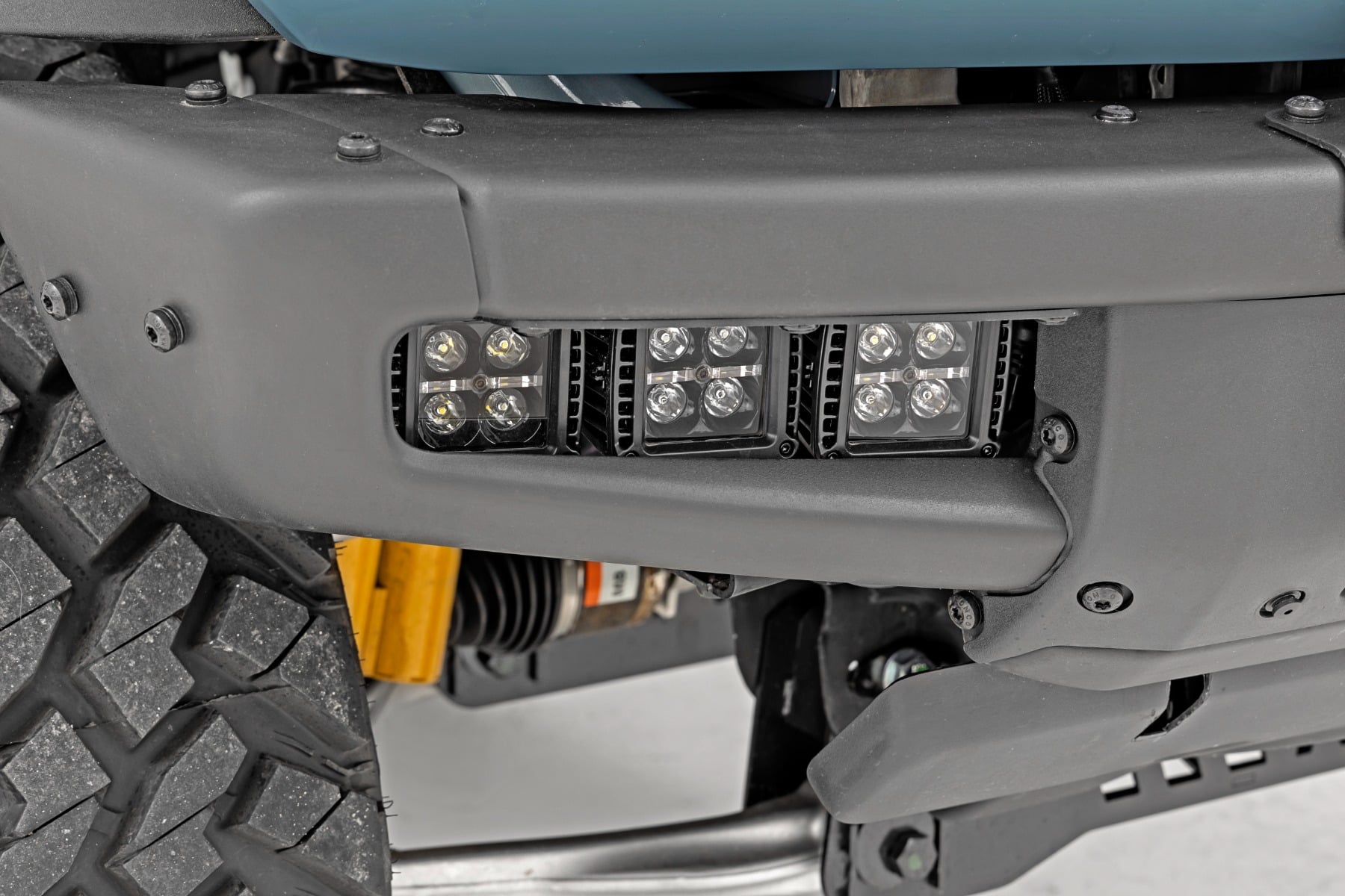 LED Light Kit | Fog Mount | Triple 2" Black Pair | Amber DRL | Ford Bronco (21-26) by Rough Country
