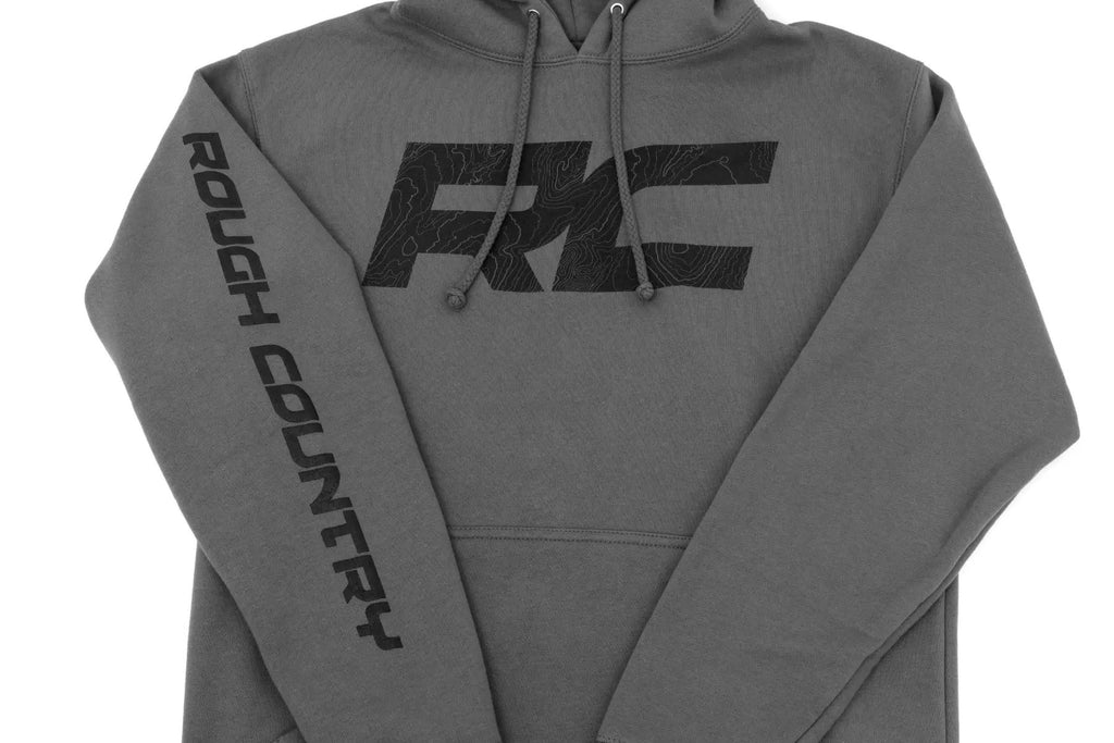 Rough Country Hoodie | RC Topographical Sleeve | Charcoal | 3XL by Rough Country