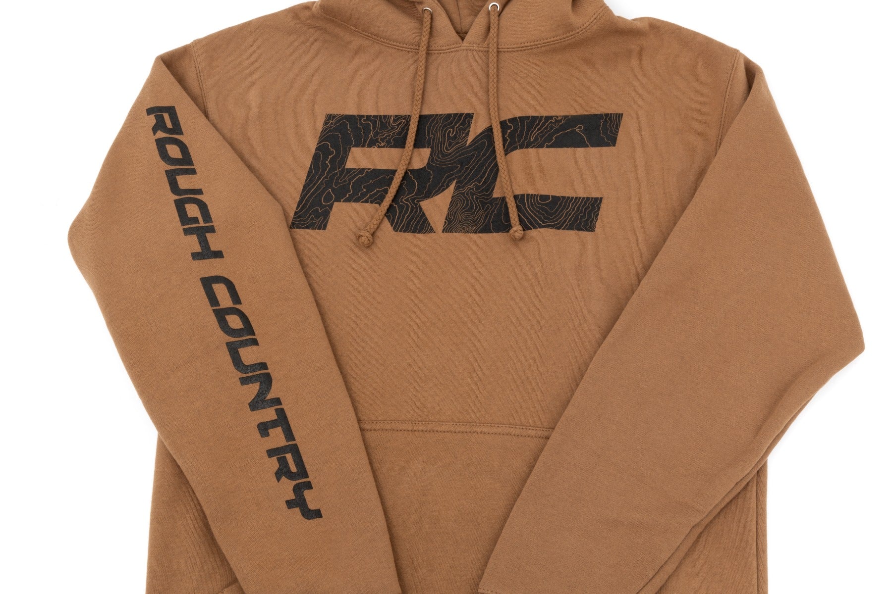 Rough Country Hoodie | RC Topographical Sleeve | Saddle | XL by Rough Country
