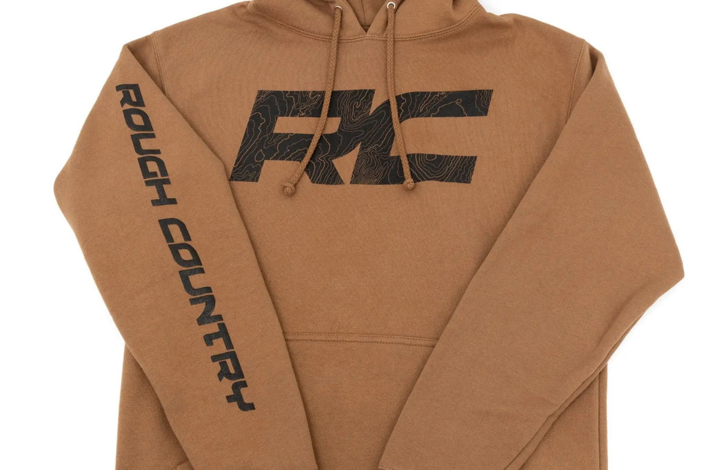 Rough Country Hoodie | RC Topographical Sleeve | Saddle | LG by Rough Country