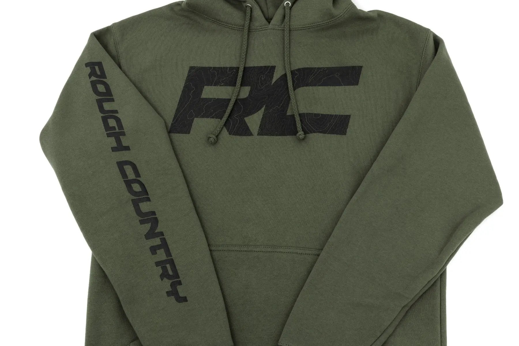 Rough Country Hoodie | RC Topographical Sleeve | Army Green | MD by Rough Country