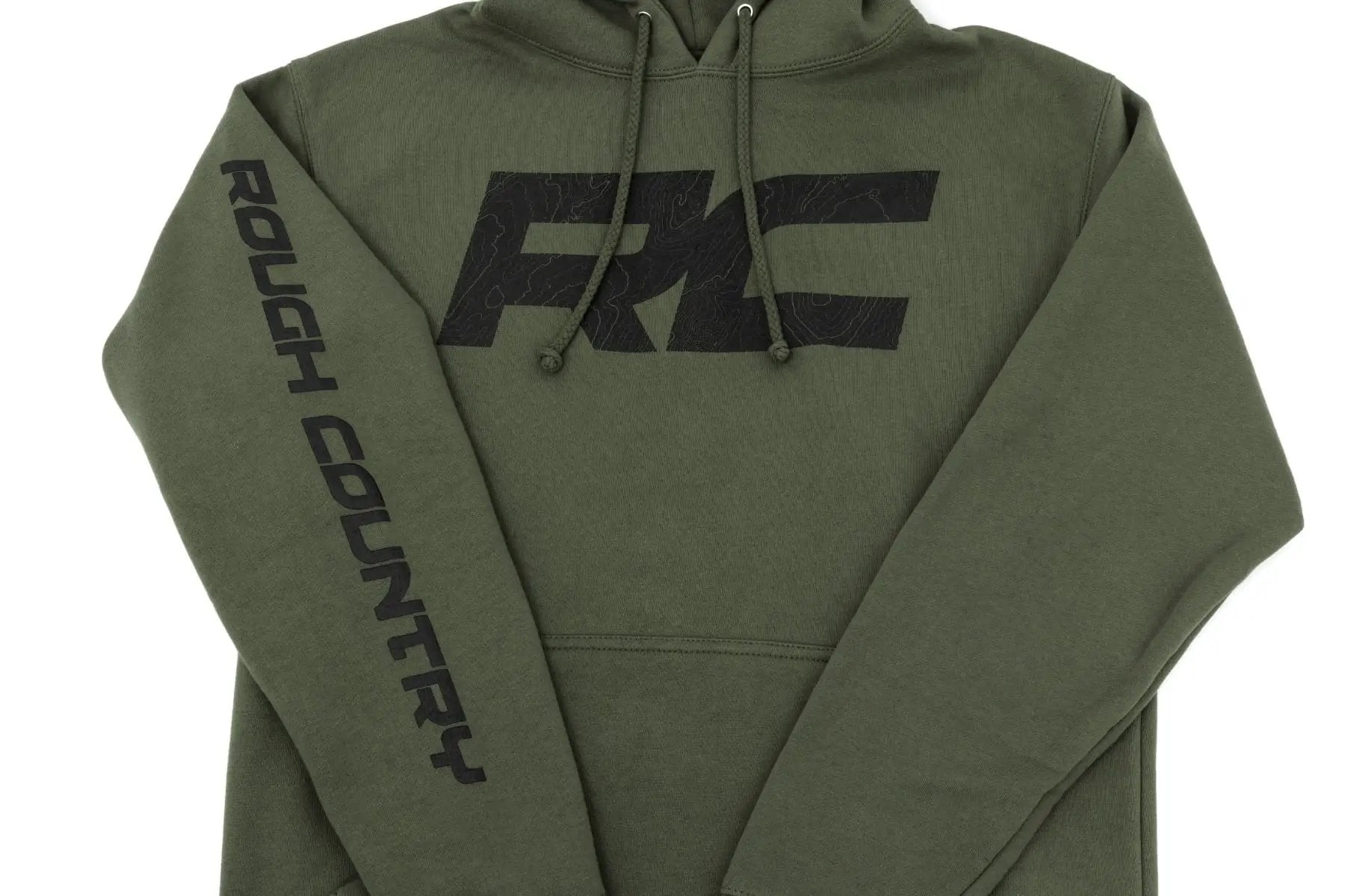 Rough Country Hoodie | RC Topographical Sleeve | Army Green | MD by Rough Country