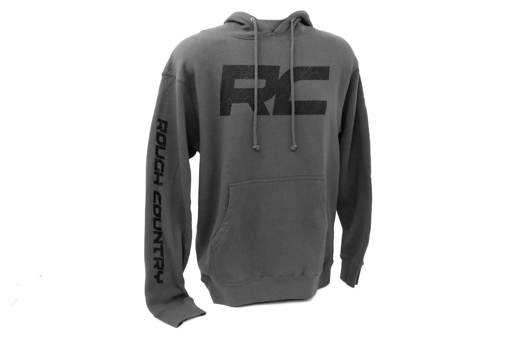 Rough Country Hoodie | RC Topographical Sleeve | Charcoal | 3XL by Rough Country