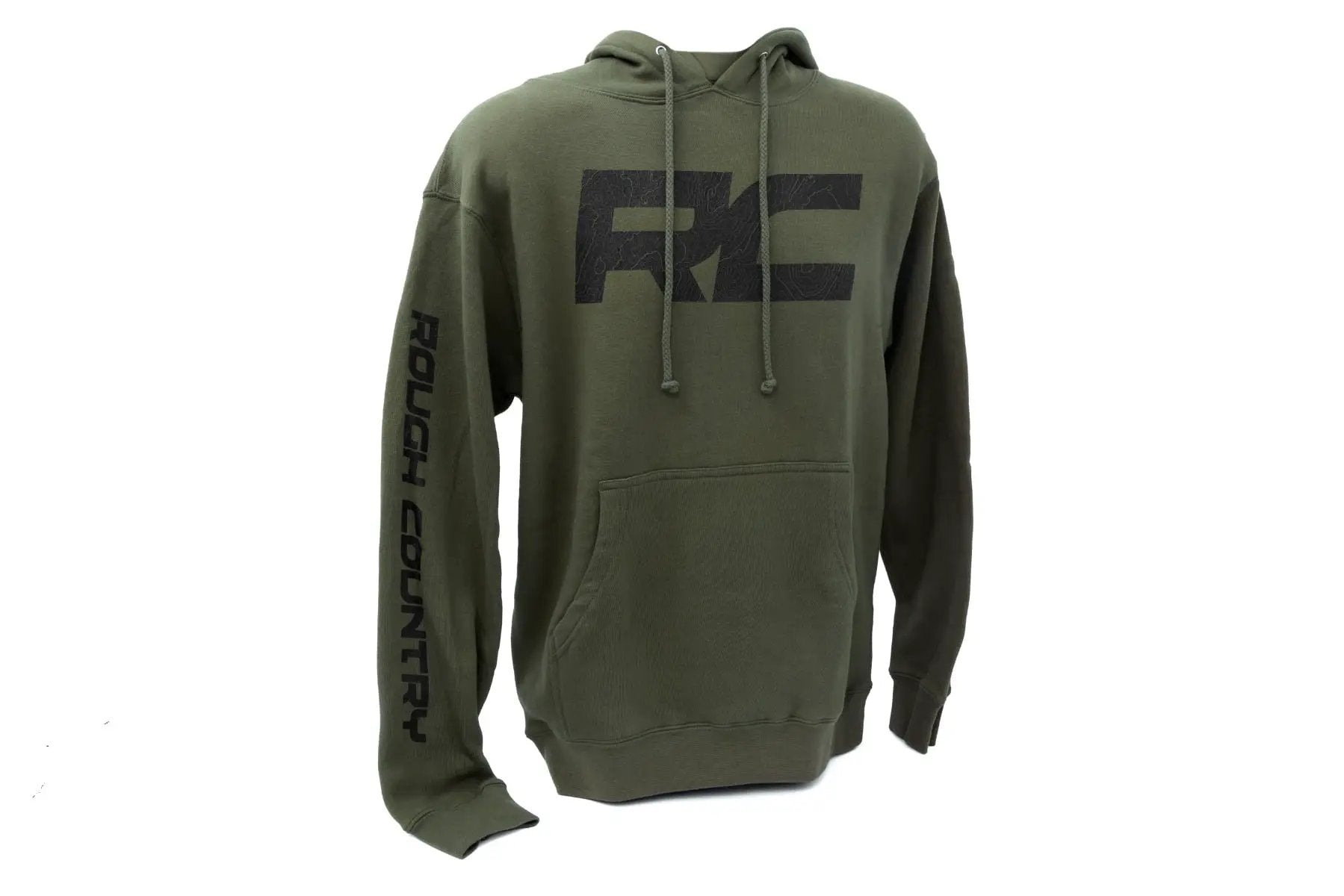 Rough Country Hoodie | RC Topographical Sleeve | Army Green | SM by Rough Country