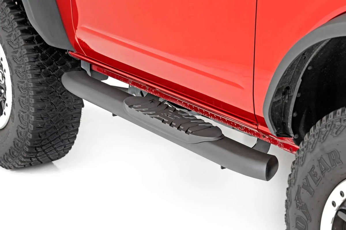 Oval Nerf Steps | 2-Door | Black | Ford Bronco (2 Door) 4WD (2021-2026) by Rough Country