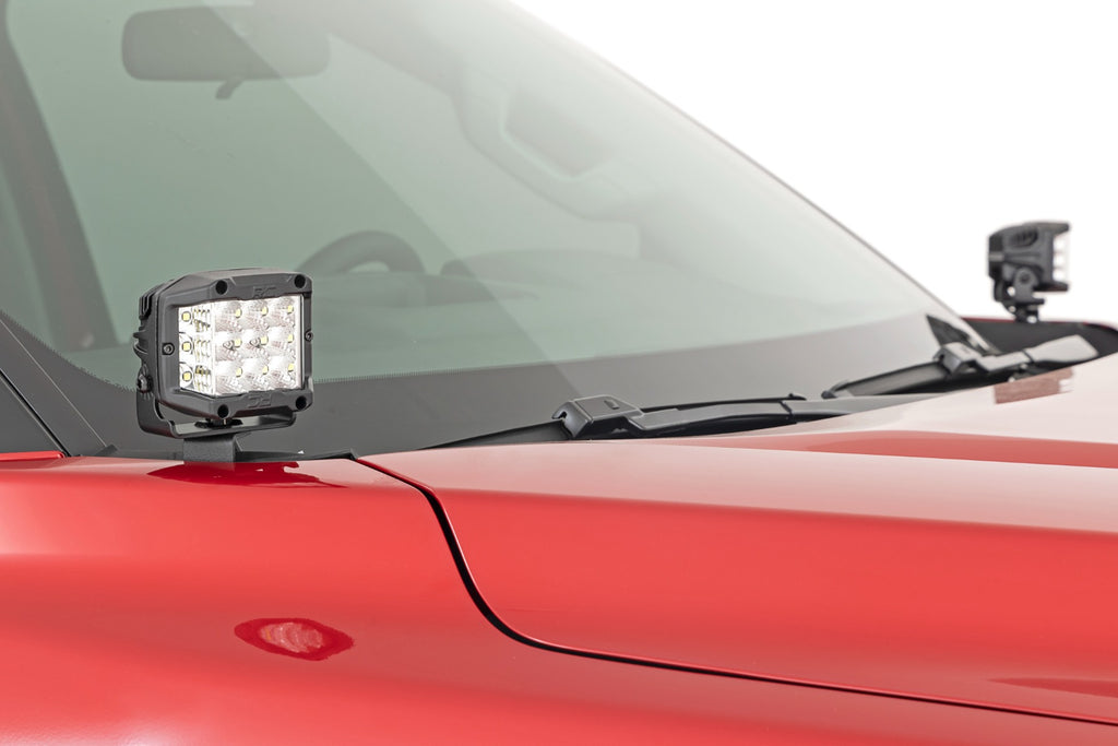 LED Light Kit | Ditch Mount | 2" Black Pair | Amber DRL | Toyota Tundra (22-26) by Rough Country