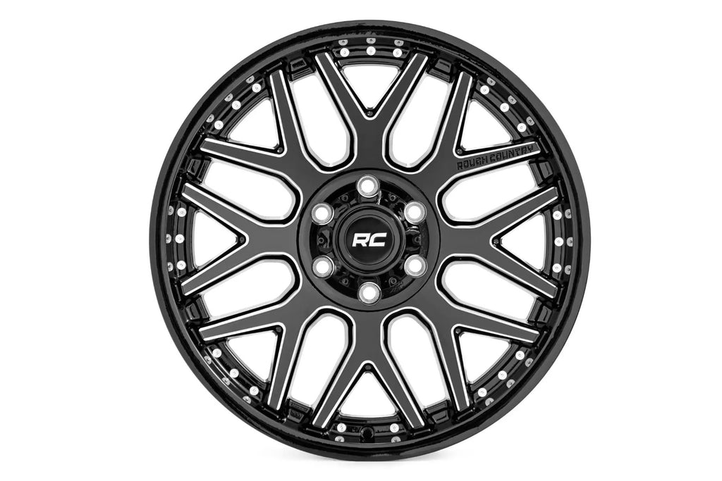 Rough Country 95 Series Wheel | Machined One-Piece | Gloss Black | 20x10 | 5x5 | -19mm by Rough Country