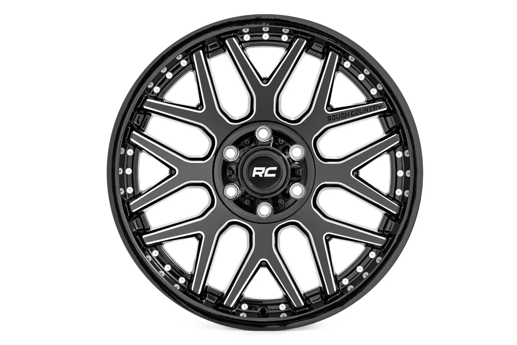 Rough Country 95 Series Wheel | Machined One-Piece | Gloss Black | 20x10 | 6x135 | -19mm by Rough Country
