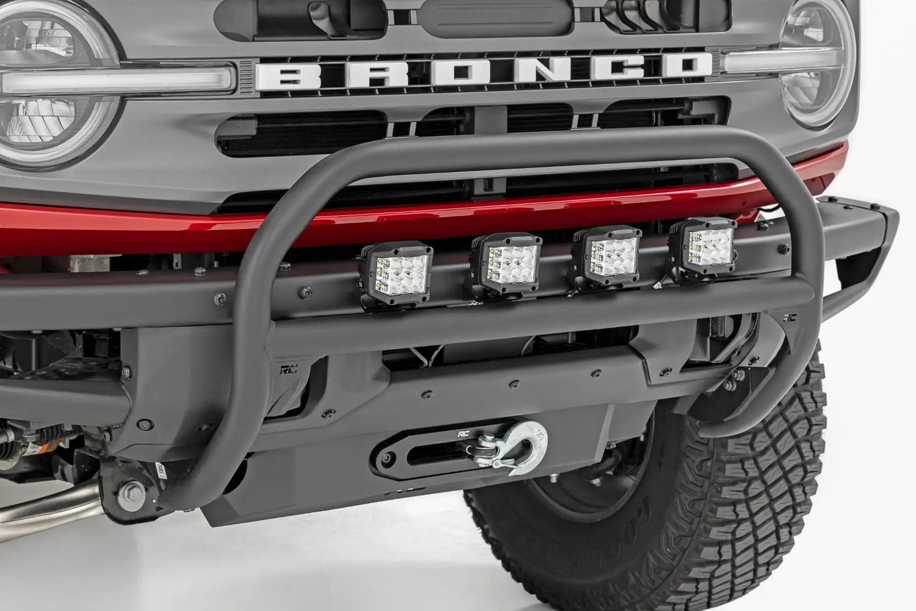 Nudge Bar | 4 Inch Round Led (x4) | OE Modular Steel | Ford Bronco 4WD (21-26) by Rough Country