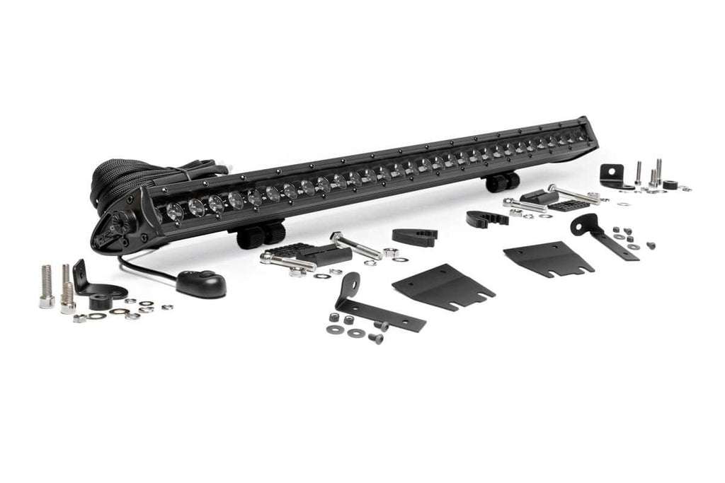 LED Light Kit | Hood Mount | 30" Black Single Row | Jeep Gladiator JT/Wrangler JL (18-26) by Rough Country