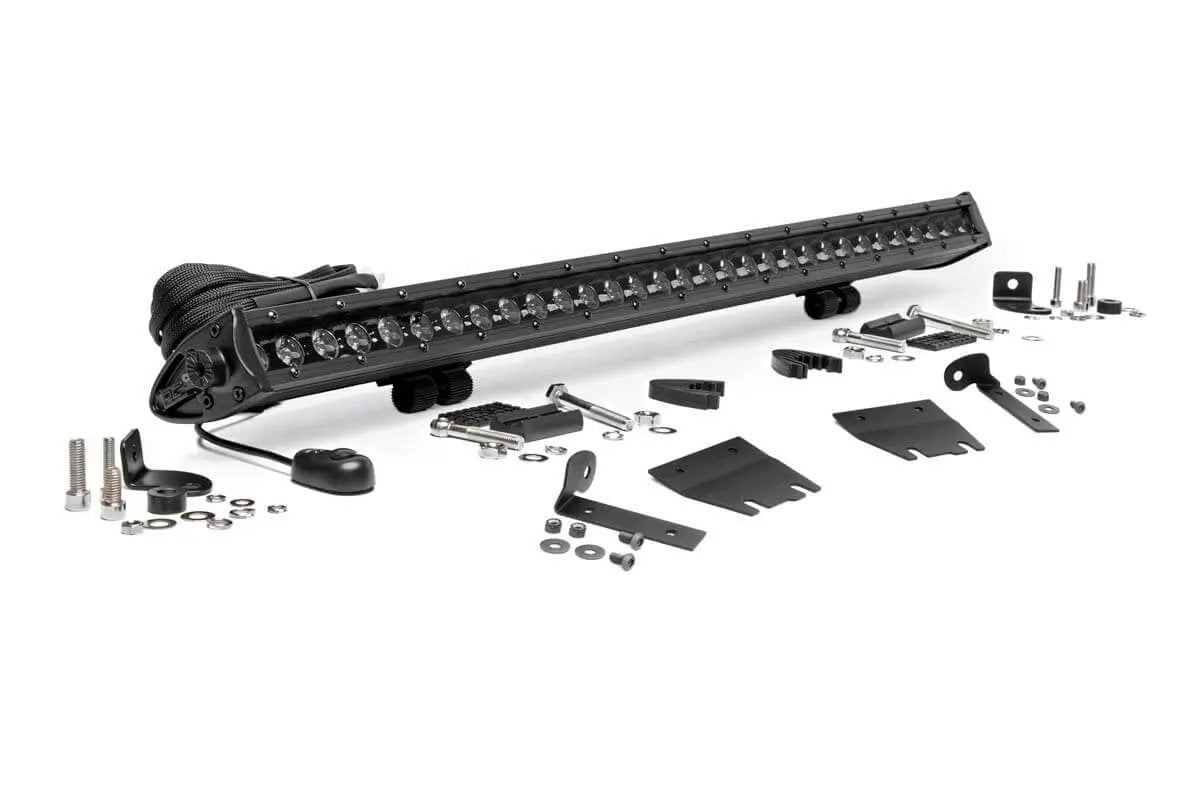 LED Light Kit | Hood Mount | 30" Black Single Row | Jeep Gladiator JT/Wrangler JL (18-26) by Rough Country
