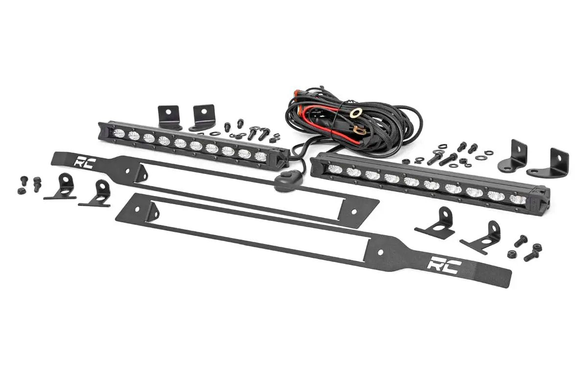 LED Light Kit | Grille Mount | 10" Black Slimline Pair | Chevy Silverado 1500 (19-22) by Rough Country