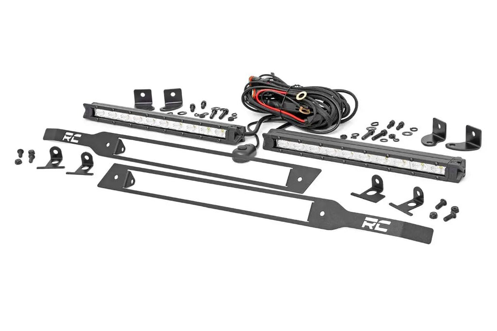 LED Light Kit | Grille Mount | 10" Chrome Slimline Pair | Chevy Silverado 1500 (19-22) by Rough Country