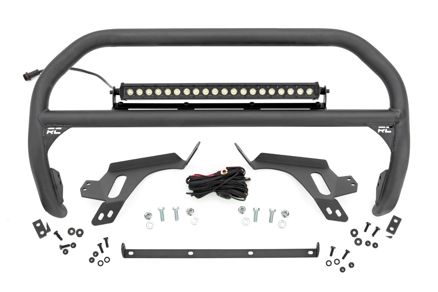 Nudge Bar | w/ Tow Hooks | 20 Inch Black Single Row LED | Ford Bronco Sport (21-24) by Rough Country
