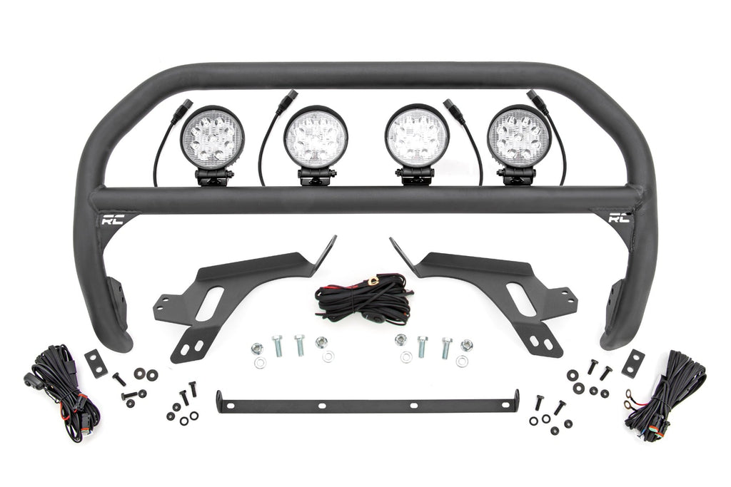Nudge Bar | w/ Tow Hooks | 4 Inch Round Led (x4) | Ford Bronco Sport (21-24) by Rough Country