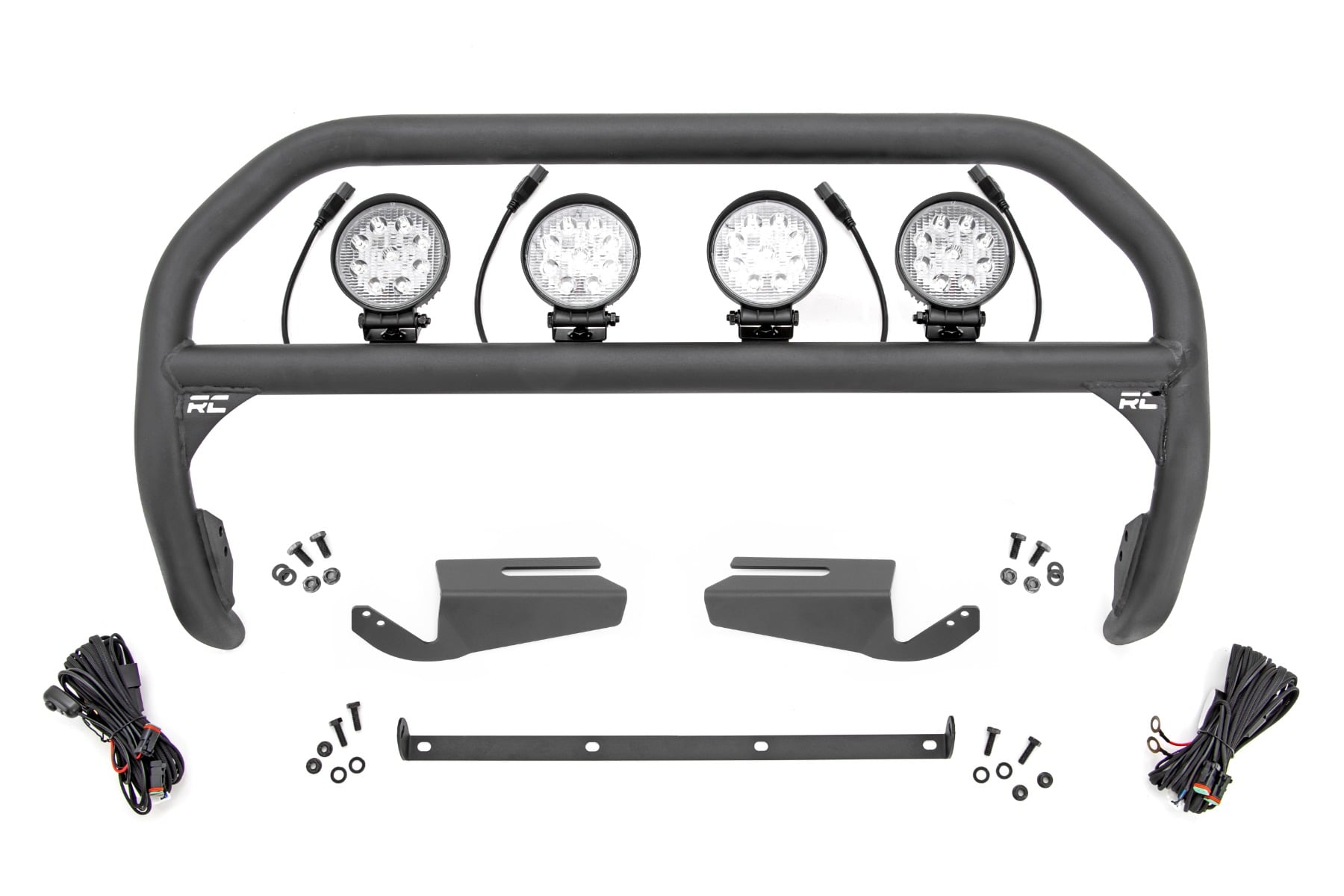Nudge Bar | 4 Inch Round Led (x4) | OE Modular Steel | Ford Bronco 4WD (21-26) by Rough Country