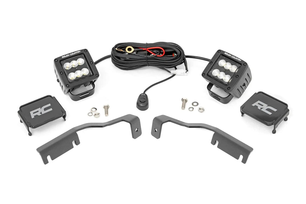 LED Light Kit | Ditch Mount | 2" Black Pair | Flood | Nissan Frontier (22-26) by Rough Country