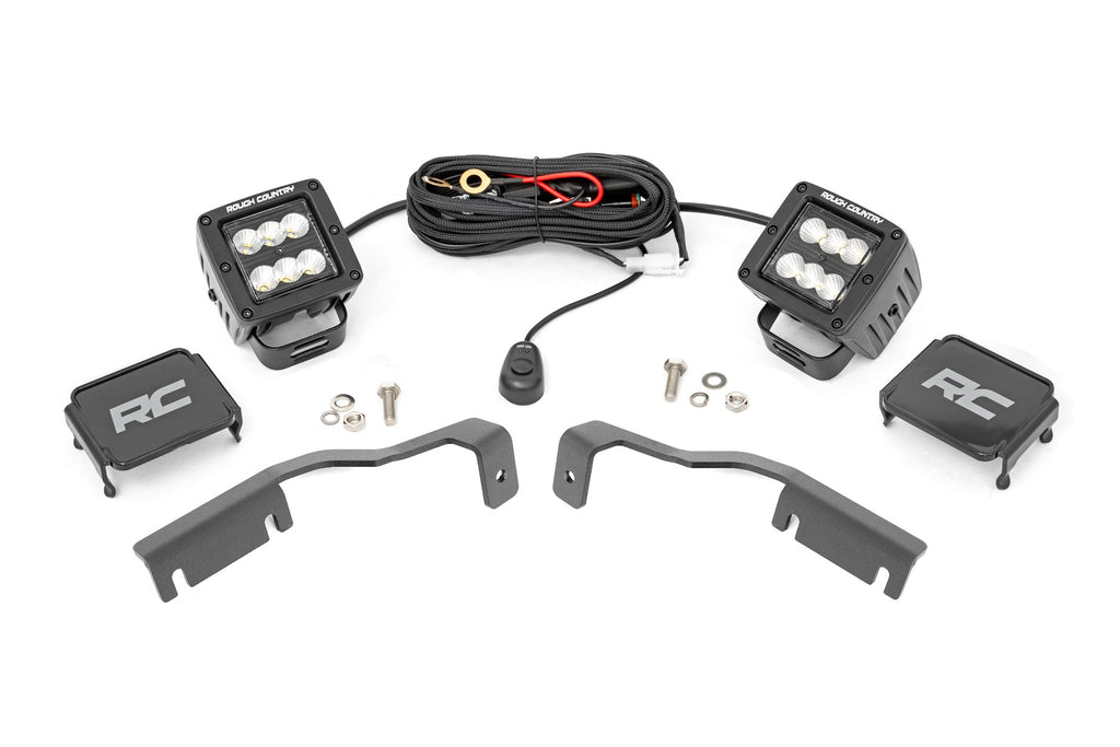 LED Light Kit | Ditch Mount | 2" Black Pair | Flood | Nissan Frontier (22-26) by Rough Country