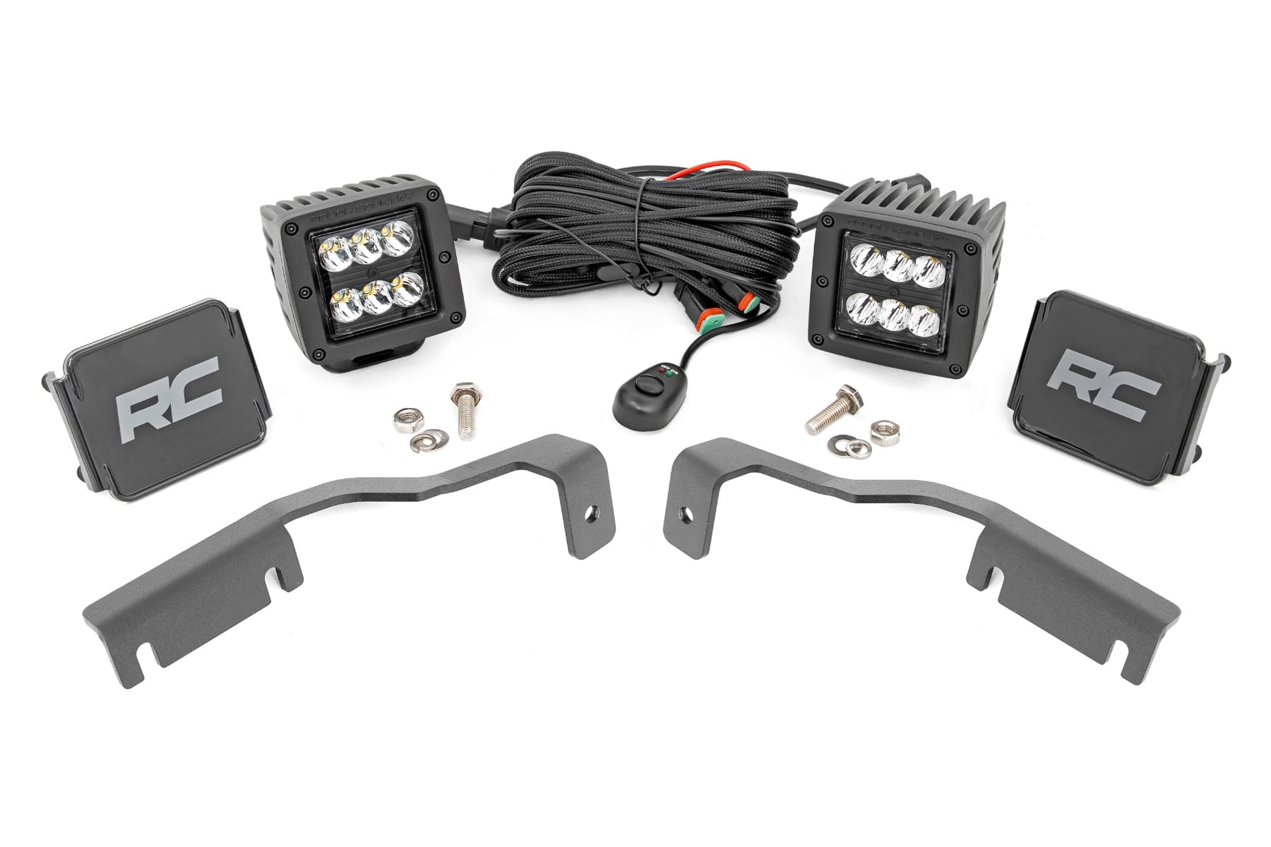 LED Light Kit | Ditch Mount | 2" Black Pair | Spot | Nissan Frontier (22-26) by Rough Country