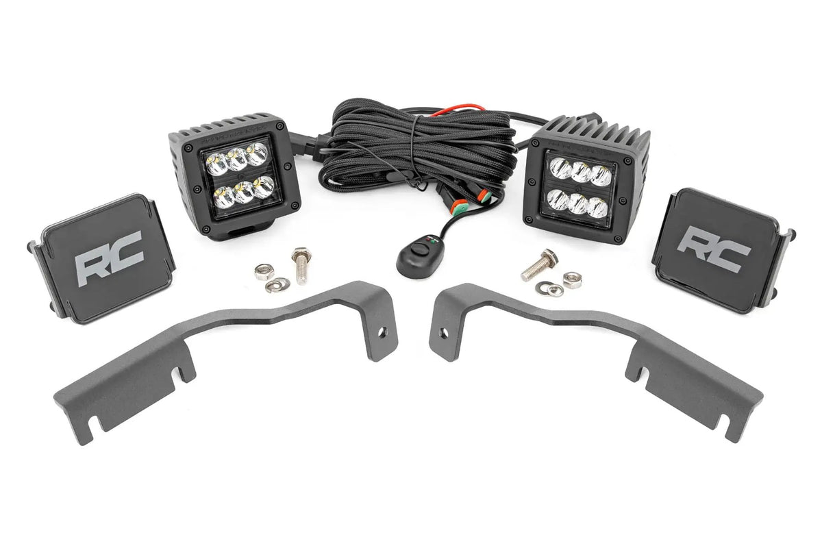 LED Light Kit | Ditch Mount | 2" Black Pair | Spot | Nissan Frontier (22-26) by Rough Country