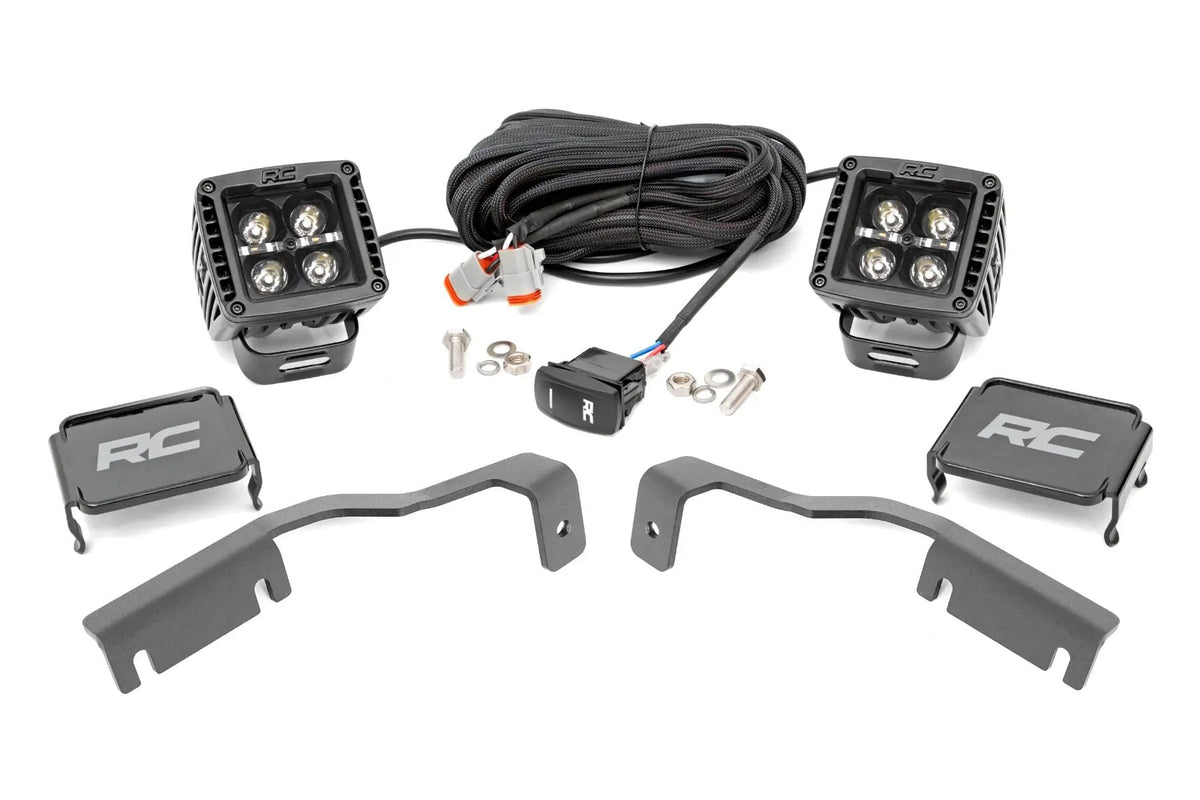 LED Light Kit | Ditch Mount | 2" Black Pair | White DRL | Nissan Frontier (22-26) by Rough Country